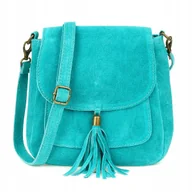 Torebki damskie - Torebka skórzana Damska Zamszowa Listonoszka retro mała przewieszka skóra - miniaturka - grafika 1