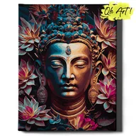Malowanie po numerach - Obraz Malowanie po numerach NA RAMIE, 40x50 cm | Buddha w kwiatach | Oh Art! - miniaturka - grafika 1