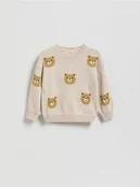 Bluzy i sweterki niemowlęce - Reserved - Sweter ze wzorem - beżowy - miniaturka - grafika 1