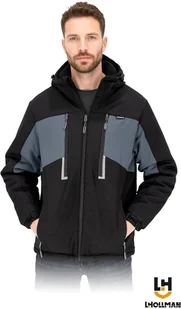 Kurtka ochronna ocieplana męska kaptur polar zamek rękaw ściągacz rzepy regulacja wiele kieszeni tafta 210T SOFTSHELL ochrona przed deszczem oddychający odblaski LH-SHELBUZZ XL - Kurtki męskie - miniaturka - grafika 1