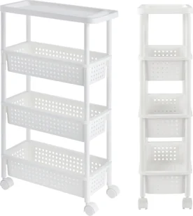 [en.casa]® Półka na kółkach - Biała - 100 x 22 x 48 cm - Półka kuchenna Wózek kuchenny Wózek na kółkach Półka wnękowa - Wózki kuchenne - miniaturka - grafika 1