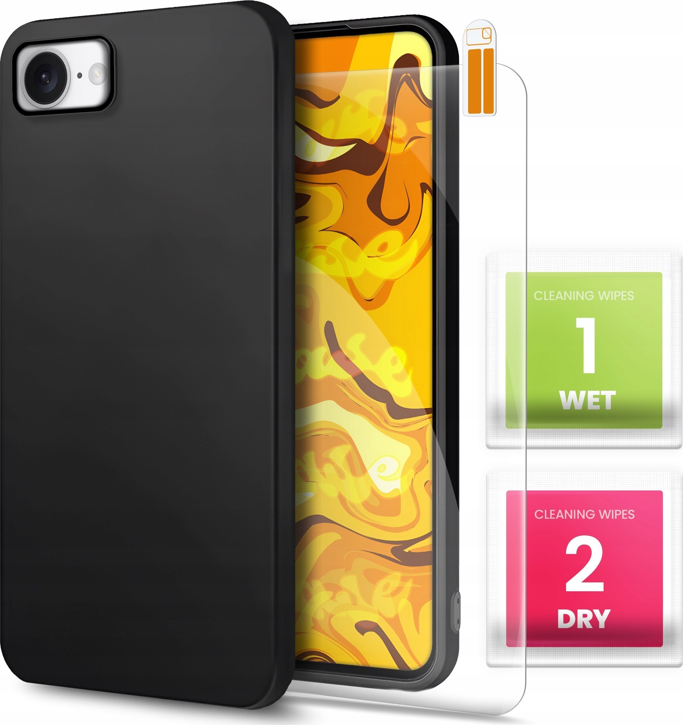 Etui do Apple iPhone 16e Czarne, Matowe, Obudowa Slim, Silikon SZKŁO 9H