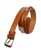 Paski - Pasek Damski Skórzany PAS-MAX (PL) Skóra Licowa EXTRA Gładki 25 mm JASNY BRĄZ K30 - miniaturka - grafika 1