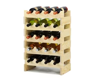 Stojak na wina Regał na wino drewniany modułowy RW10 04x05 Naturalny Surowy Drewno sosnowe ilość butelek 4 RW10_04X05_NNK1 / Wamar-Sosenka - Stojaki na wino - miniaturka - grafika 1
