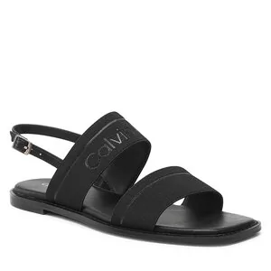 Sandały damskie - Sandały Calvin Klein - Squared Flat Sandal He HW0HW01496 Ck Black BEH - grafika 1