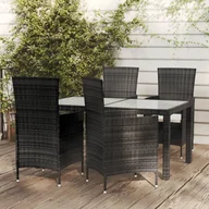 Meble ogrodowe - 5-cz zestaw mebli ogrodowych z poduszkami, rattan PE, czarny - miniaturka - grafika 1