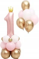 Baby shower i roczek - BALONY FOLIOWE URODZINY ROCZEK RÓŻ DZIEWCZYNKA - miniaturka - grafika 1