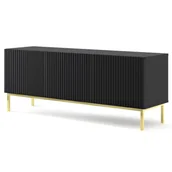 Szafki RTV - Czarna szafka rtv z lamelowym frontem P5-K89 - miniaturka - grafika 1