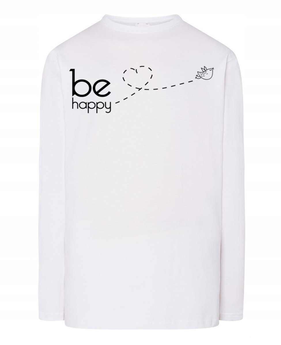 Longsleeve męski fajny nadruk Be Happy r.S