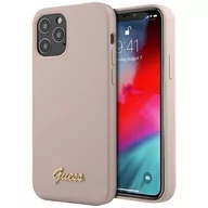 Etui i futerały do telefonów - Guess Silicone Script - Etui na iPhone 12 Pro Max różowy GUHCP12LLSLMGLP - miniaturka - grafika 1