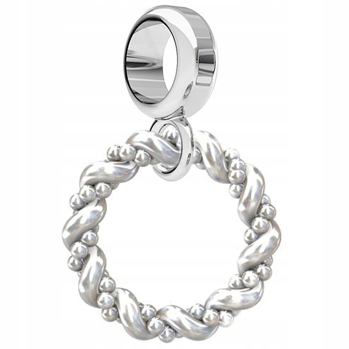 Charms Srebrny Okrąg Wieniec Koło Kółko Skręcony Wiszący Okrągły SREBRO 925