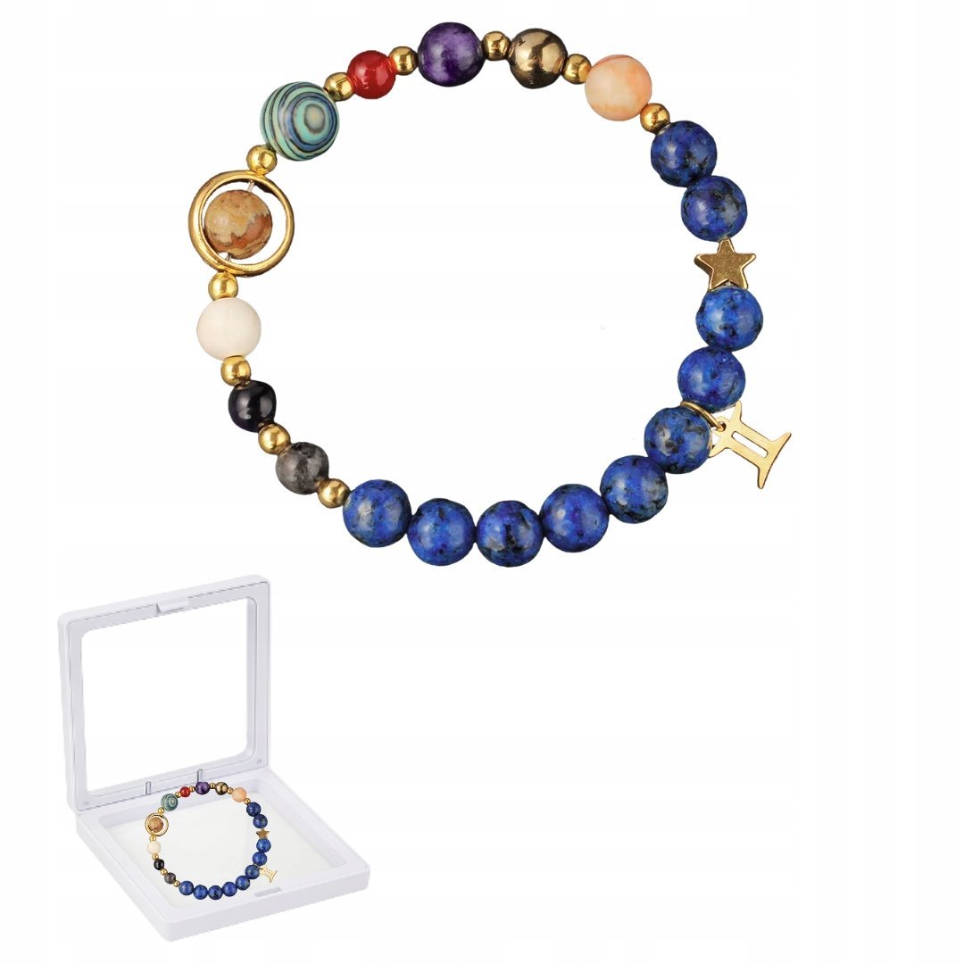 Bransoletka Zodiakalna Bliźnięta Kolorowe Koraliki Unisex w Pudełku