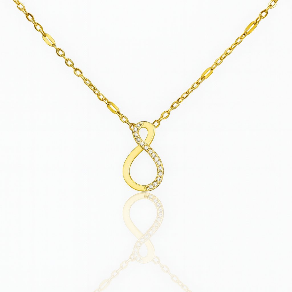 Naszyjnik Infinito - Złota Nieskończoność Cyrkonie Stal 316L Prezent dla Niej