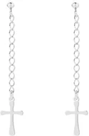 Biżuteria religijna - Długie srebrne kolczyki z krzyżykami - miniaturka - grafika 1