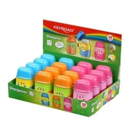 Temperówki - TEMPERÓWKA PLASTIKOWA KEYROAD HELLO, Z GUMKĄ, PODWÓJNA MIX KOLOR - miniaturka - grafika 1
