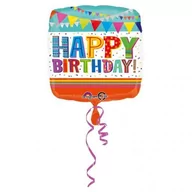 Balony i akcesoria - Balon foliowy 43cm, happy birthday kolorowy - miniaturka - grafika 1