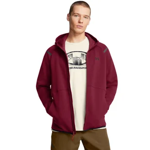 Męska bluza dresowa rozpinana z kapturem Under Armour UA Unstoppable Flc Fz Hd Eu - czerwona - UNDER ARMOUR - Bluzy sportowe męskie - miniaturka - grafika 1