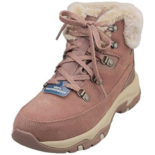 Skechers Trego Snow Worries damskie botki, Fioletowo-zamszowe sztuczne futro Duraleather, 39.5 EU