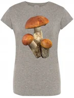 Koszulki i topy damskie - T-Shirt damski nadruk Kozaki Czerwone Grzybki M - miniaturka - grafika 1