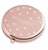 Lusterka do makijażu - Lusterko okrągłe różowe z grawerem dla niej na walentynki rocznicę im - miniaturka - grafika 1