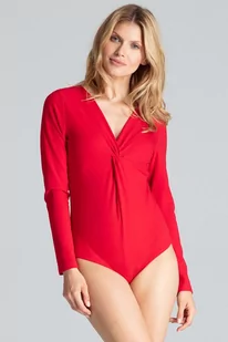 Czerwone Zmysłowe Body z Zakładanym Dekoltem - Body - miniaturka - grafika 1