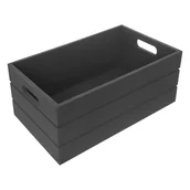Pudła i pojemniki do przechowywania - Antracytowy drewniany pojemnik 36x26x15 cm – Orion - miniaturka - grafika 1
