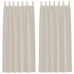 vidaXL Zasłony z zasłonami 2 pcs Piasek 140 x 260 cm Poliester - Zasłony - miniaturka - grafika 1