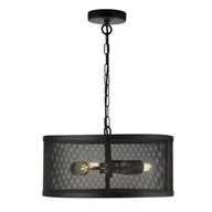 Lampy sufitowe - Searchlight Lampa wisząca Fishnet z metalu czarna 45 cm - miniaturka - grafika 1