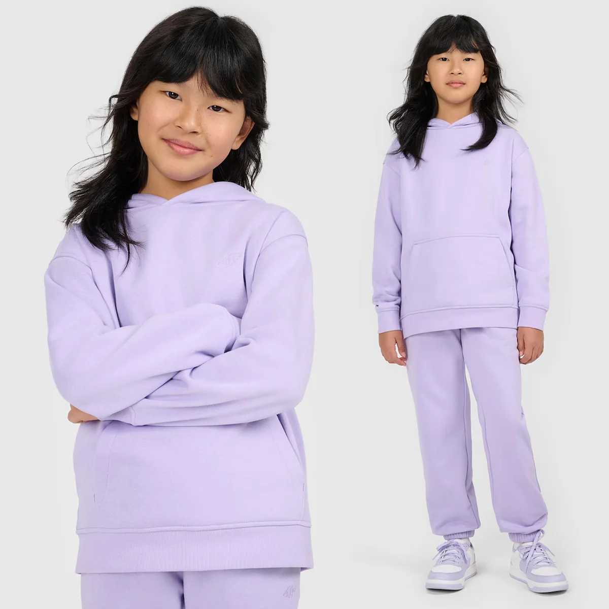 Bluza Dziecięca 4F Sportowa Z Kapturem Ocieplana Regular Fioletowa 4FJWSS26TSWSF2323 158