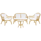 Meble ogrodowe - Shumee Zestaw ogrodowy rattanowy 4-osobowy beżowy SIBARI 259639 - miniaturka - grafika 1