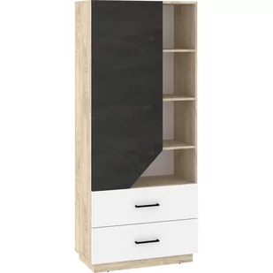 Regał Wysoki 80 1D2S PAX-19 Pax MebloCross Dąb Endgrain / Biały / Błękit - Regały - miniaturka - grafika 1