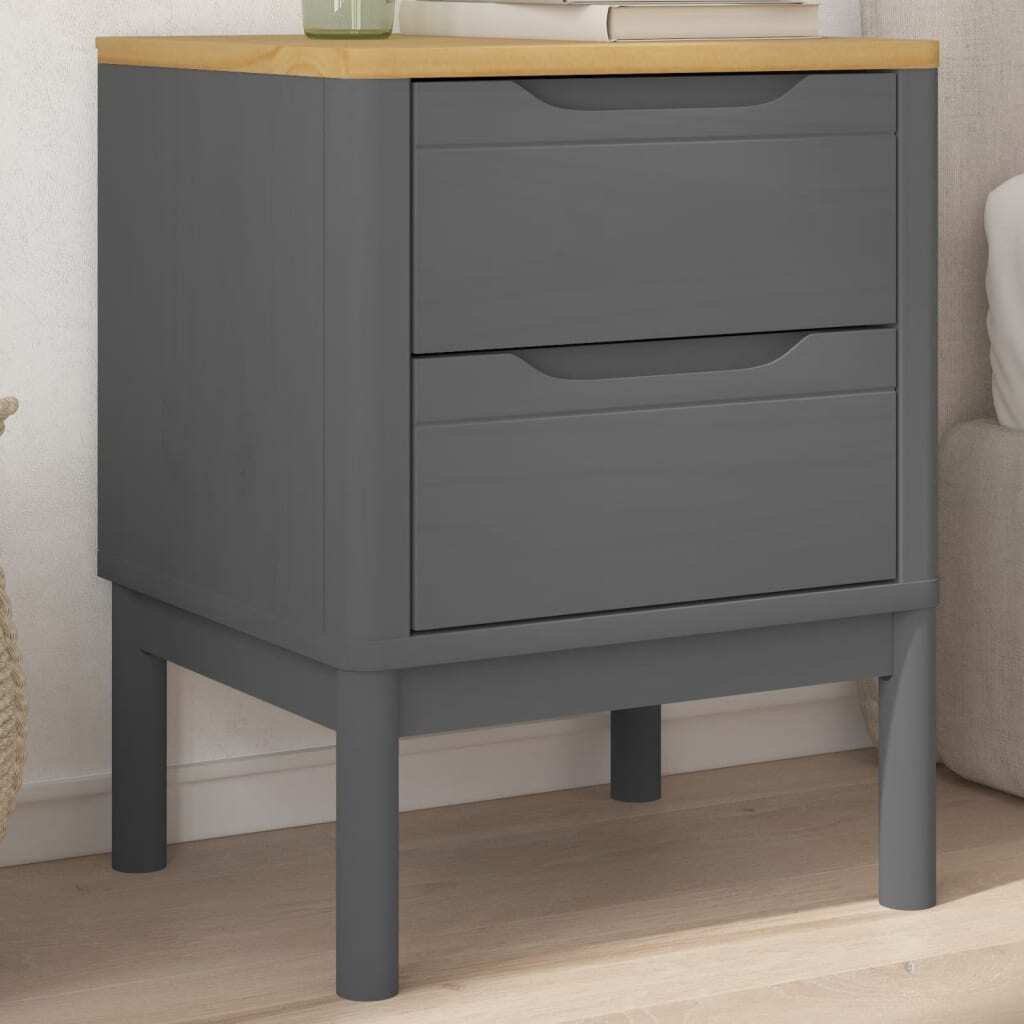 vidaXL Szafka nocna szara 45x39x57 cm lite drewno sosnowe