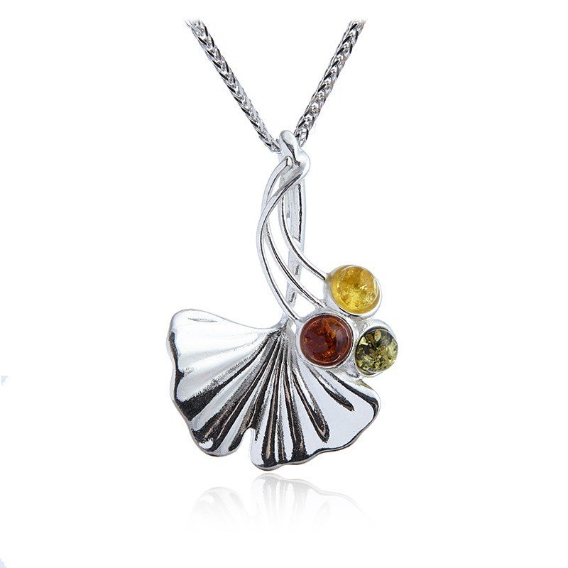 ankabizuteria.pl Zawieszka srebrna MIłORZĄB z bursztynem