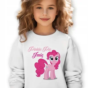 Bluza Dziecięca Biała Pinkie Pie *Twoje Imię* Rozmiar 140 Cm (9-11) Wzory - Bluzy dla dziewczynek - miniaturka - grafika 1