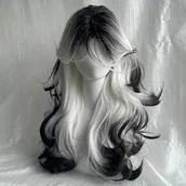 Pozostałe akcesoria fryzjerskie - TEMU 26-calowy długi czarno-biały syntetyczny wąs z kręconymi falami - miękka, wygodna siatka różowa, idealna na co dzień, na imprezy i na święta, - miniaturka - grafika 1