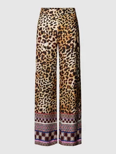 Spodnie damskie - Spodnie z wiskozy ze zwierzęcym nadrukiem model ‘Leo’ - grafika 1