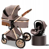 Wózki dziecięce - WÓZEK DZIECIĘCY 3w1 FOTELIK SPACERÓWKA GONDOLA LEKKI WIELOFUNKCYJNY - miniaturka - grafika 1