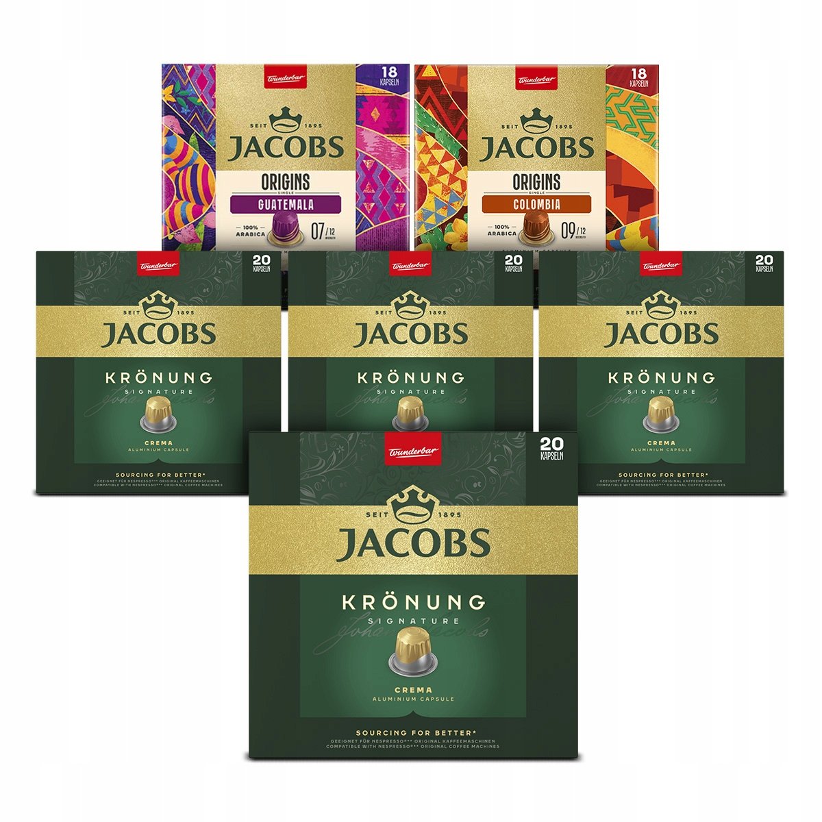 Kapsułki Jacobs do Nespresso(r)* Kronung Signature, Origins 5+1 Gratis!