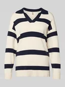 Swetry damskie - Sweter z dzianiny z dekoltem w serek model ‘KANITA’ - miniaturka - grafika 1