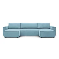 Narożniki - Jasnoniebieski sztruksowy rozkładany narożnik Bobochic Paris Nihad Panoramique - miniaturka - grafika 1