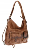 Torebki damskie - Torebka Damska Shopperka Listonoszka duża plecak 2w1 worek SP93431 Brązowa - miniaturka - grafika 1