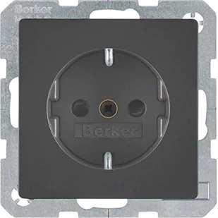 Hager Polo Q.1/Q.3 Gniazdo SCHUKO kompletne, samozaciski, antracyt aksamit, lakierowany 47236086 47236086 - Gniazdka elektryczne - miniaturka - grafika 1