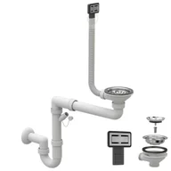 Syfony - Syfon chrom oszczędzający miejsce manualny jednokomorowy - prostokątny przelew - miniaturka - grafika 1