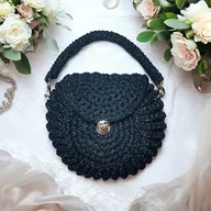 Torebki damskie - Torebka oreo czarna z zieloną nitką - miniaturka - grafika 1