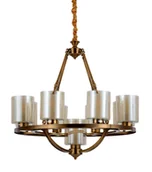 Lampy sufitowe - SANTINI W9 żyrandol loft mosiądz szklane proste klosze 9xE27 - miniaturka - grafika 1