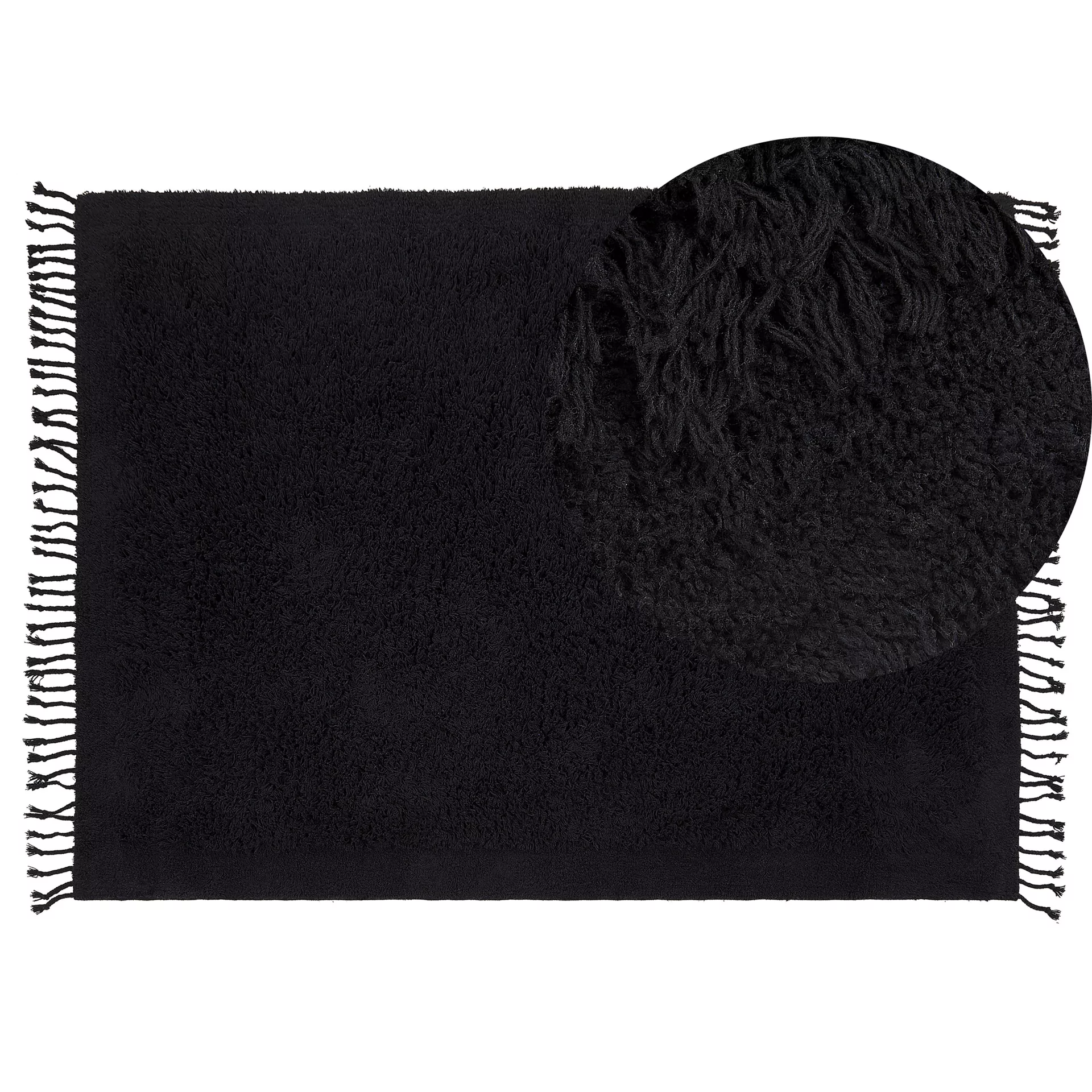 Lumarko Dywan shaggy bawełniany 140 x 200 cm czarny BITLIS