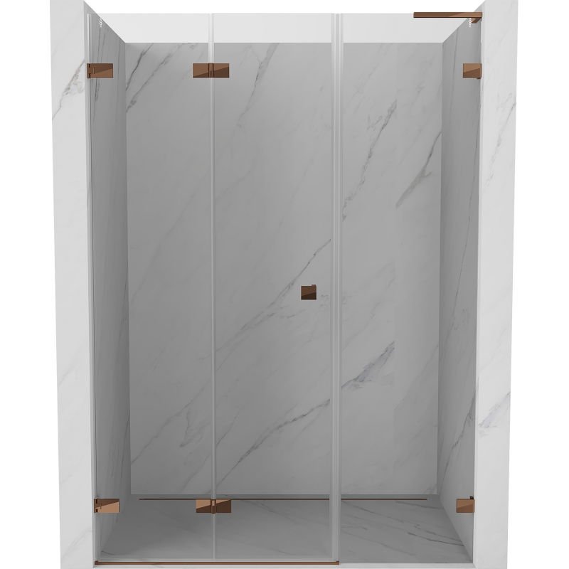 Mexen Lunar-F L drzwi prysznicowe składane lewe 145 cm, transparent, różowe złoto - 836SL-145-050-60-00-L