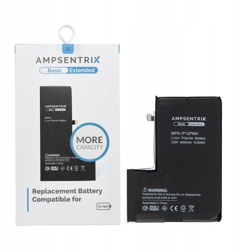 AmpSentrix Basic bateria do iPhone 12 Pro Max zwiększona pojemność