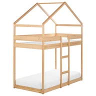 Łóżka dla dzieci i młodzieży - Łóżko piętrowe dziecięce domek drewniane 90 x 200 cm jasne LABATUT - miniaturka - grafika 1