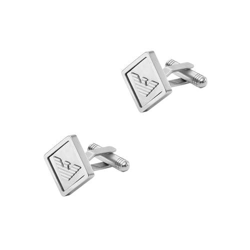 EMPORIO ARMANI Spinki do mankietów męskie ze stali nierdzewnej, EGS3072040, Length: 20mm, Width: 20mm, Stal nierdzewna, No Gemstone
